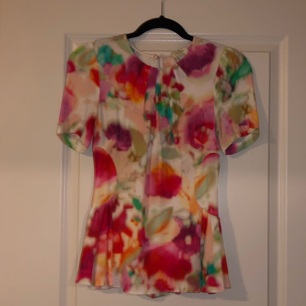 Kate spade watercolor peplum blouse